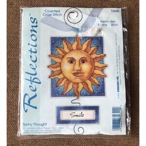 Vintage 1999 Counted Cross Stitch Sunshine Smile Plastic Canvas Ornament Kit 8”